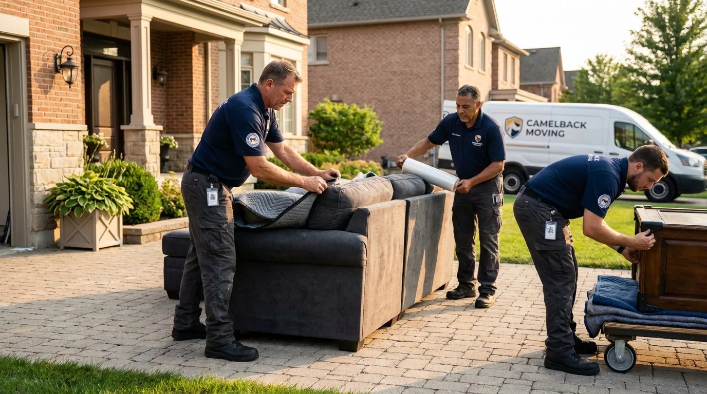 Large estate moving crew wrapping furniture in Vinita, OK