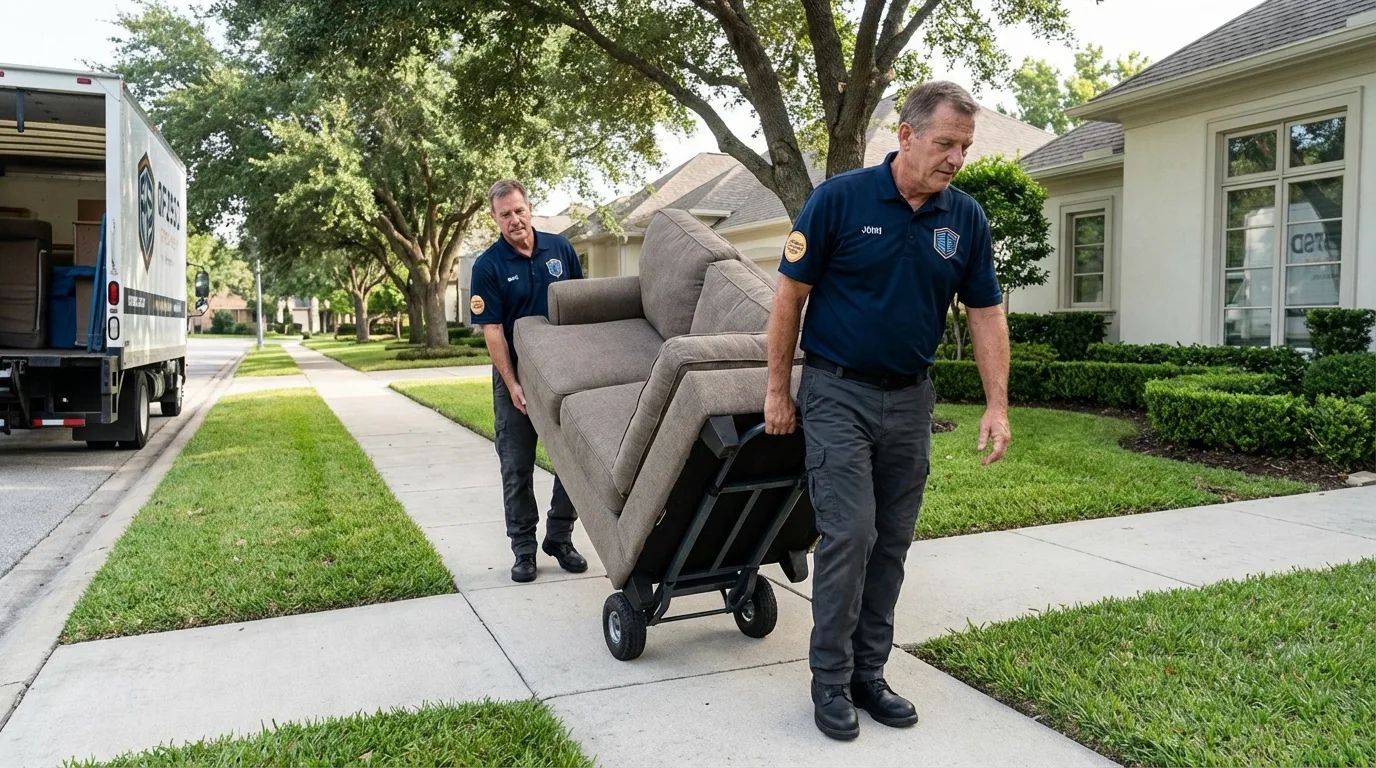 Local residential moving crew loading furniture in Vinita, OK