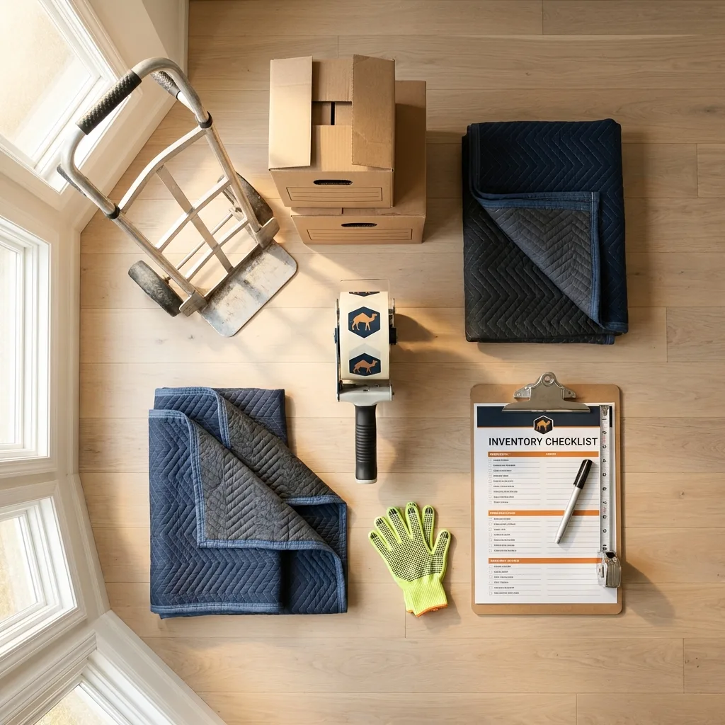 Professional moving supplies and packing materials layout for Vinita residential relocations